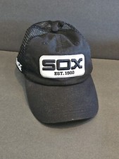 CHICAGO WHITE SOX COCA COLA ADJUSTABLE MESS MELONWEAR BLACK HAT CAP SOX EST.1900