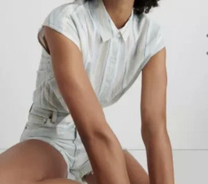 NUEVO CON ETIQUETAS Camisa Madison a Rayas Marca Lucky Talla Pequeña $54 - Imagen 1 de 4