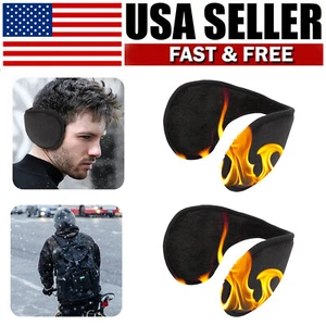 2 x Men Women Ear Muffs Winter Ear warmers Fleece Earwarmer Behind the Head Band - Picture 1 of 8