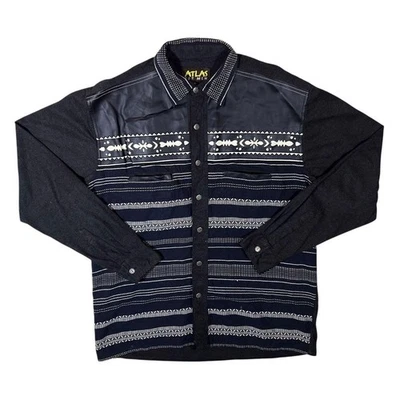 Atlas For Men Aztec Pattern Cowboy Western Flannel Long Sleeve Shirt M L Foto 1 de 4