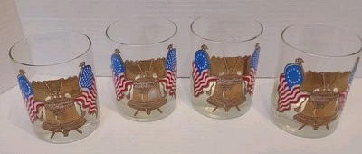 Georges Briard Liberty Bell con banderas rocas vidrio 12 OZ juego de 4 Foto 1 de 4