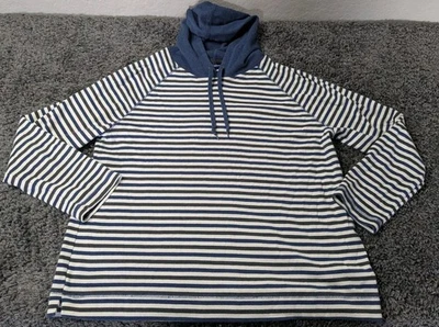 Sudadera con capucha Catalina para mujer L rayas blanco azul manga larga Foto 1 de 4