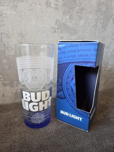 A Bud Light Pint Glass - Blue Base, Nucleated Budweiser Glass - NEW Boxed. - Picture 1 of 6