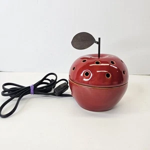 Scentsy Apple Wax Warmer With Leaf Pre Owned Tested Red With Metal Stem Plug In - Picture 1 of 10