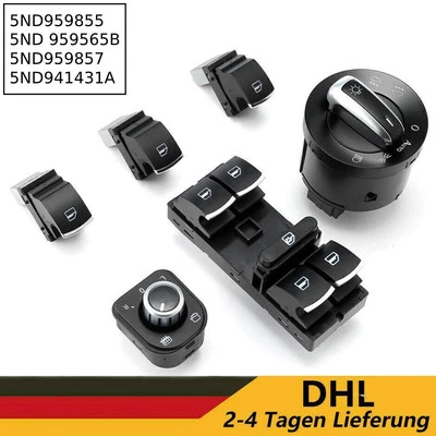 Light switch mirror set window regulator switch for VW Golf V VI Passat 3C chrome - Image 1 of 4