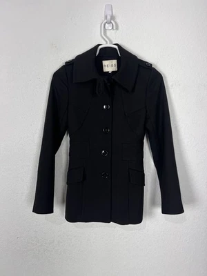 Reiss Epaulette Button Through Bomber Jacket Coat Black Women’s XS Size 0/2 - Image 1 of 4