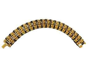 WUNDERSCHÖNES JOAN RIVERS Schwarz & GOLD EMAILLE ARMBAND Chunky Nachlass - Bild 1 von 12