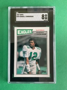 Randall Cunningham 1987 Topps Rookie Football Card 296 Philadelphia Eagles SGC-8 - Picture 1 of 2