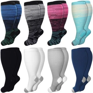 8 Paia Calze a Compressione 4x-large Taglie Forti per Donna Uomo Polpaccio Largo Extra La... - Foto 1 di 7
