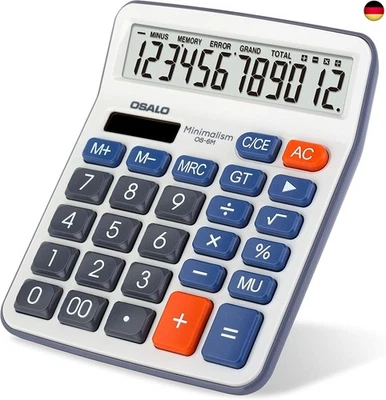 OSALO Taschenrechner Tischrechner büro 12-stelliger große Tasten LCD Anzeige - Bild 1 von 4