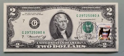 1976 Two Dollar Federal Reserve Note $2 with Stamp First - Day of Issue #96420 - Image 1 of 2