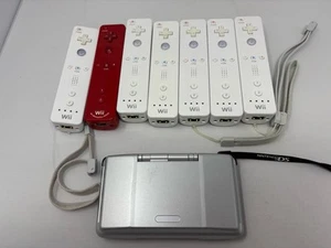 Nintendo DS Handheld Silver White System Console For Parts + WII REMOTE LOT - Picture 1 of 5