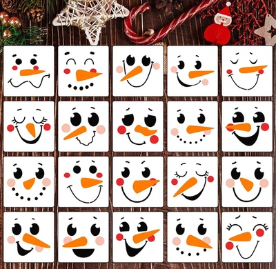 5” Christmas Snowman Face Stencils for Painting on Wood Reusable Christmas Stenc - Image 1 of 4