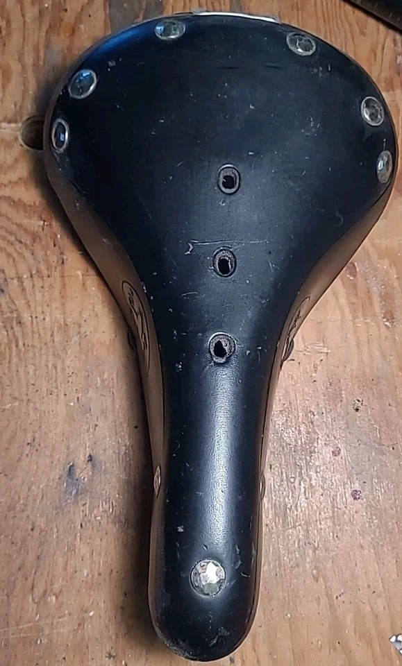 Sillín de cuero Cardiff asiento de bicicleta de carretera buen estado. Vintage Foto 1 de 4