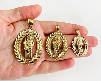 10K Solid Gold Saint Jude Thaddeus Pendant - 10K Real Gold San Judas - G112 - Image 1 of 4