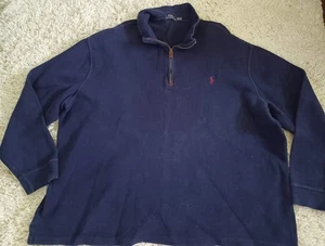 Polo Ralph Lauren Hombre’s 3XLT Cuarto Cremallera Pullover Azul Marino Rojo Poni Logo Algodón - Imagen 1 de 6