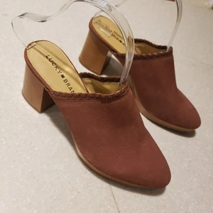 Lucky Brand Randre LIn Shade ARK Brown Zion Size 8.5 Suede Mules Sandals - Picture 1 of 6
