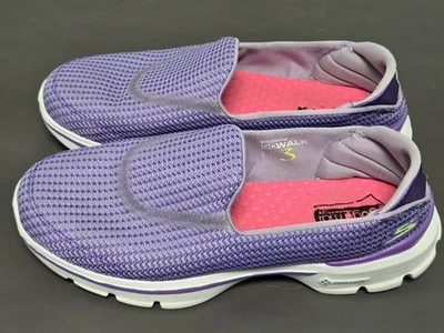 Skechers Go Walk 3 Womens Sz 7 Shoes Purple White Slip On Comfort Walking  - Image 1 of 4