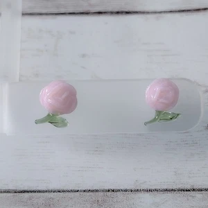 Aretes vintage rosa claro con hojas - Imagen 1 de 6