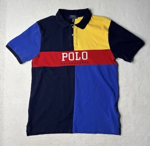 Polo Ralph Lauren Colorblock Shirt Youth XL 18/20 Blue Embroidered Spell Out - Picture 1 of 4