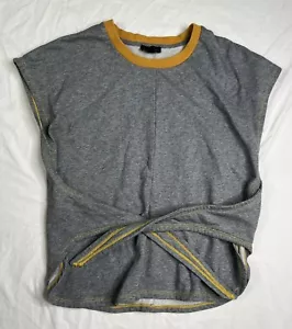 Anthropologie Current Air grau vorne zum Binden Ringer Top gelber Besatz Größe S L031023 - Bild 1 von 3
