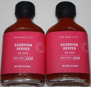 Ten Acre Hot Sauce 2-BOTTLES of Scorpion Pepper Hot Sauce - 3.72 fl oz - Picture 1 of 2