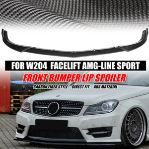 For Benz C Class W204 Sport 11-14 Carbon Style Front Bumper Lip Splitter Spoiler - Picture 1 of 6