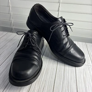 Bostonian Men's Dress Shoes Black Leather Oxfords Size 10.5 Made in Italy 23040 - Picture 1 of 9