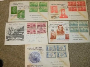 NAVAL SERIES FDC`S, BLOCKS OF 4, 1 SIGNED BY P.M. WASH. D.C. - Picture 1 of 1