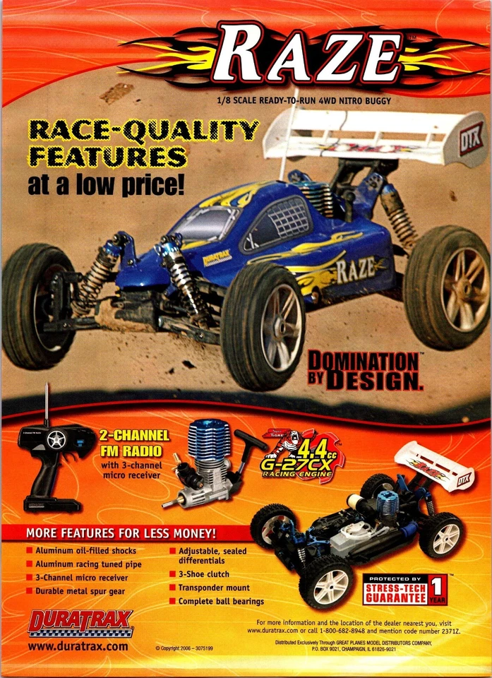 Duratrax Raze Nitro RC Buggy Print Ad Ephemera Wall Art Decor 1/8 RTR G-27CX - Image 1 of 1