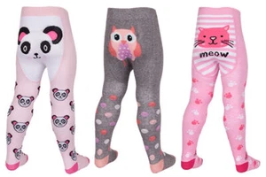 GIRLS TICK TOCK COTTON RICH CAT OWL PANDA PRINT EVERYDAY TIGHTS 45B112 - Picture 1 of 5