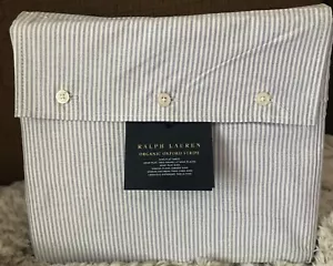 NEW RALPH LAUREN OXFORD STRIPE KING FLAT SHEET ~ BLUE/WHITE - Picture 1 of 2
