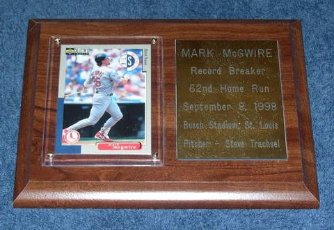 Mark McGwire 62nd Home Run Commemorative Plaque Cover