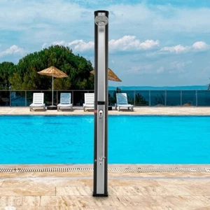 7.2 Ft 9.3 Gallon Solar Heated Shower w/ Adjustable Head & Foot Tap Spigot Grey - Picture 1 of 10