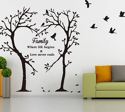 Large Family Love Tree Wall Art Tree Sticker DIY Wall Sticker Decal HIGH QUALITY - Image 1 of 4