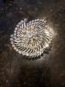 Vintage Coro große Starburst Strass Brosche MCM Swirl Pin - Bild 1 von 10