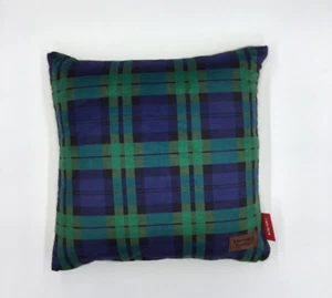 Peace Love World 20"x20" Harrison Plaid Pillow with Leather Patch in Navy/Green - Picture 1 of 4