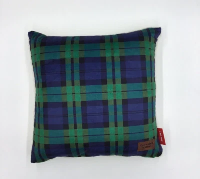 Peace Love World 20"x20" Harrison Plaid Pillow with Leather Patch in Navy/Green - Image 1 of 4