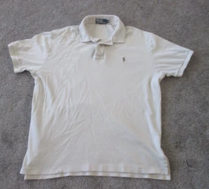 Polo Ralph Lauren Regular Fit Polo Shirt Split Hem, Logo, Cream Men's Size Large - Picture 1 of 7