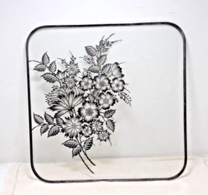 VTG Glass Tray with Silver Overlay Square Cake Serving Dish 12" Floral Rockwell - Picture 1 of 3