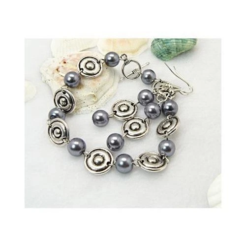 Wholesale Lot 8 1960s Mod Style Bullseye Tibetan Silver Bracelet & Earrings Sets - Image 1 of 1