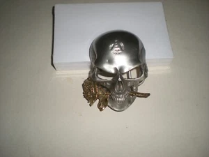 Metal Skull & Rose Belt Buckle 3 1/4" X 2 1/4" - Picture 1 of 6