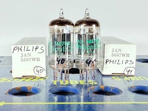 Matched Pair Philips/Sylvania JAN 5687WB NOS NIB Tested Strong Balanced Tube - Picture 1 of 13