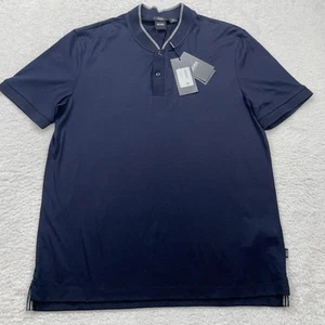 New Men’s Hugo Boss Shirt Sz XL Henley Slim Fit Blue V Neck Mercenised - Picture 1 of 9