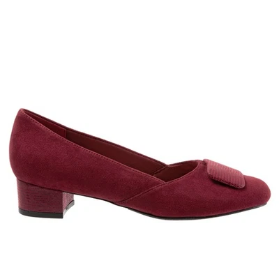 Trotters Delse T1852-601 Womens Red Extra Wide Suede Pumps Heels Shoes - Image 1 of 4