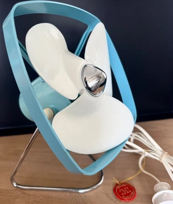 Vintage 1974 Hanimex Personal 8 Desk Fan Nordic Blue Original Box Working Retro - image 1 of 4