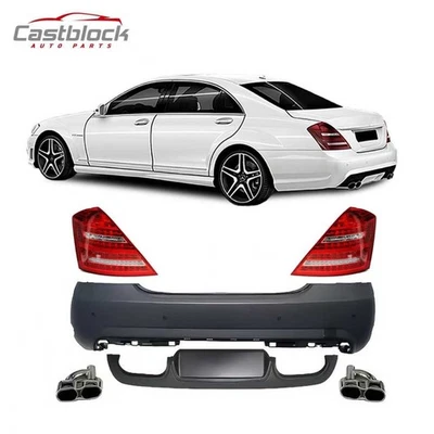 For 2007~2013 Benz S Class W221 Upgrade S65 AMG Style Rear Bumper Kit+Tail light — 第 1/4 张图片