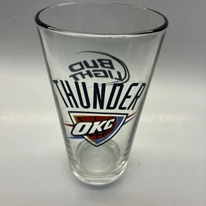 BUD LIGHT OKC Thunder NBA Beer Pint Glass 12oz Oklahoma City Thunder EUC - Picture 1 of 5