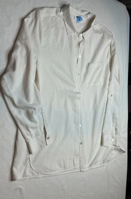 J. Jill Women's Linen Silk Blouse Top Size M  Buttons Front Pleats V-neck - Image 1 of 4