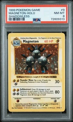 1999 Pokemon Base Set Shadowless Magneton Holo #9/102 PSA 8 -FRESH SLAB REHOLDER - Image 1 of 2